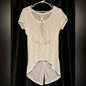 Express White High-Low Scoop Neck Tee